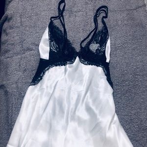 White & black satin babydoll